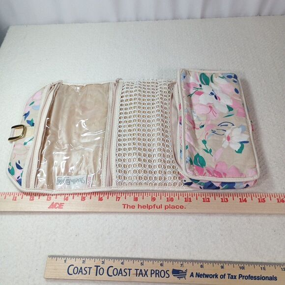 Diane Von Furstenberg (DVF) Quilted Floral Travel Makeup Bag 3 Section Case - Picture 14 of 15